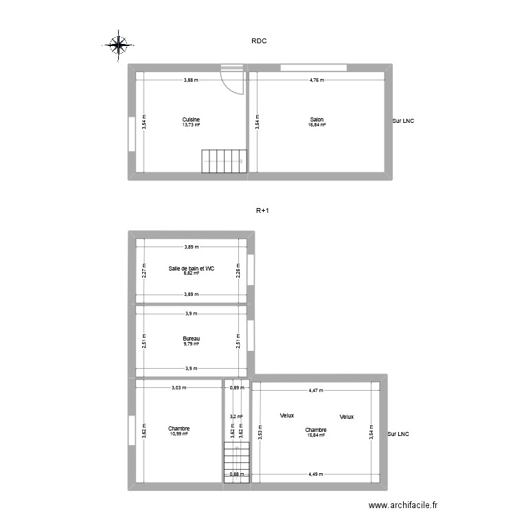 PASCAL Paulette 2. Plan de 7 pièces et 79 m2