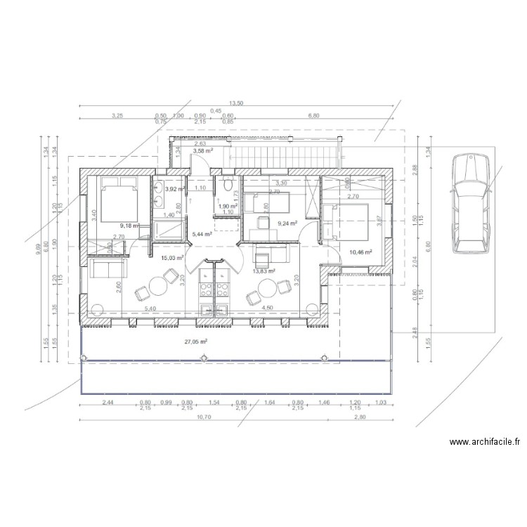 Plan UH1 - R+1 - Réseaux eaux usées. Plan de 0 pièce et 0 m2
