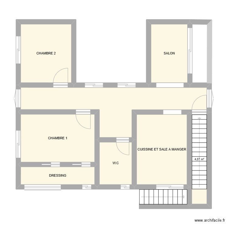 2 EME 2TAGE. Plan de 8 pièces et 64 m2