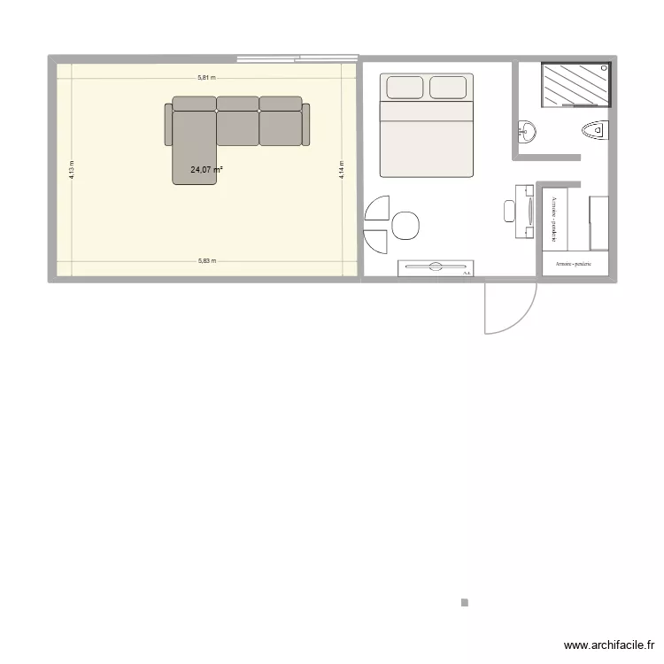 terrasse à aménager2. Plan de 1 Pièce et 24 m² terrasse à aménager2. Plan de 1 Pièce et 24 m²