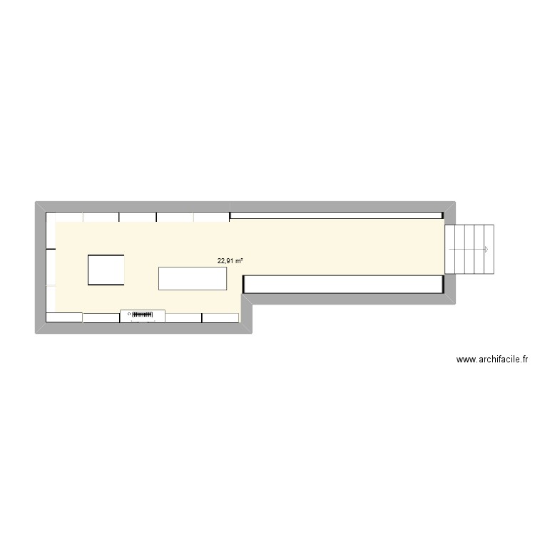mezzanine. Plan de 1 pièce et 23 m2
