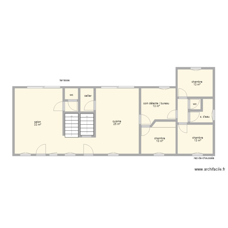 7342. Plan de 16 pièces et 90 m2