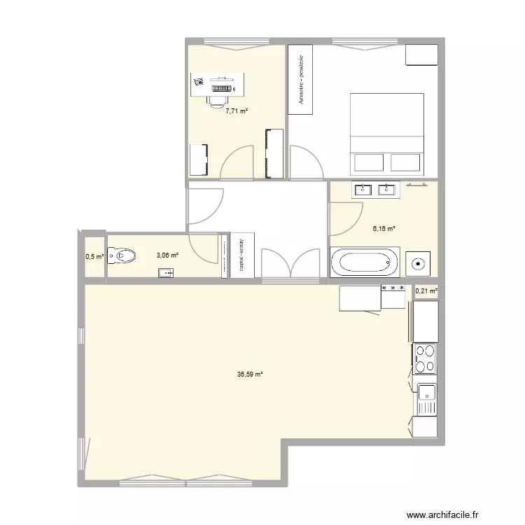 SERGE appart. Plan de 6  et 54 m²