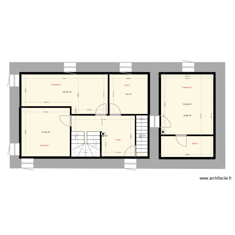 &eacute;tage. Plan de 0 pièce et 0 m2