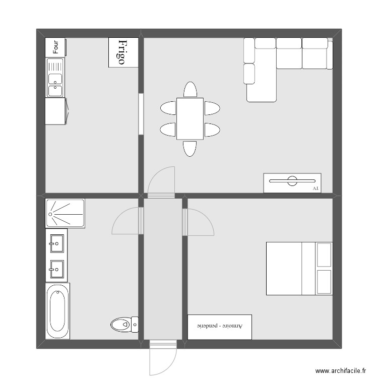 ex.. Plan de 5 pièces et 75 m2