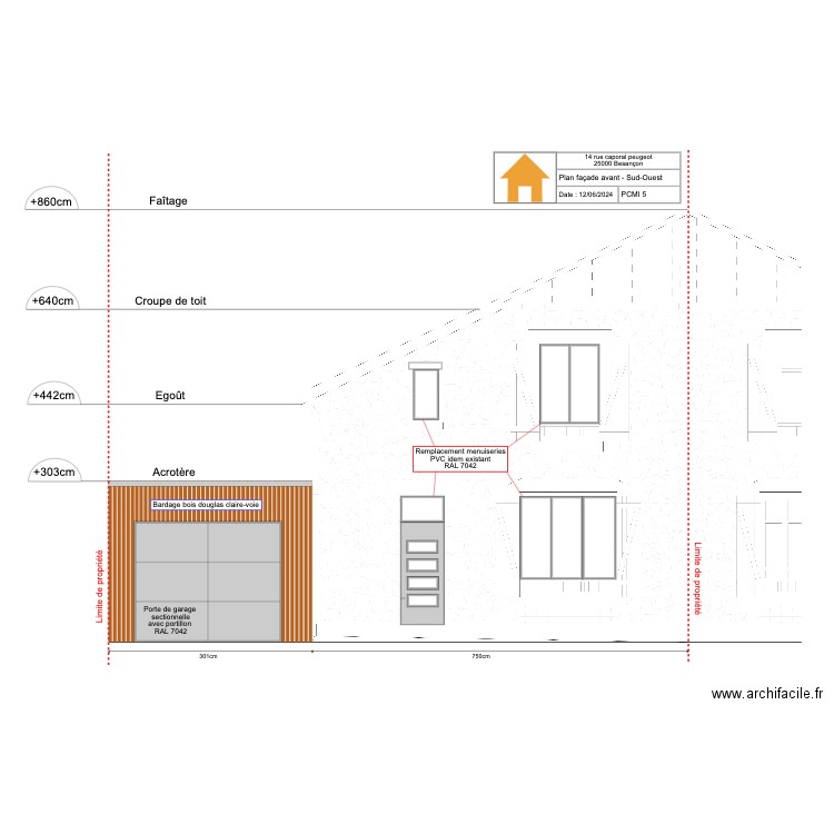 Facade avant coupe. Plan de 0 pièce et 0 m2