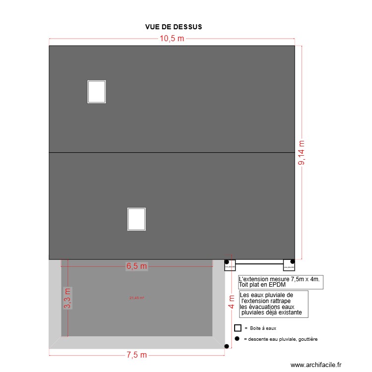 vue de dessus toiture. Plan de 0 pièce et 0 m2