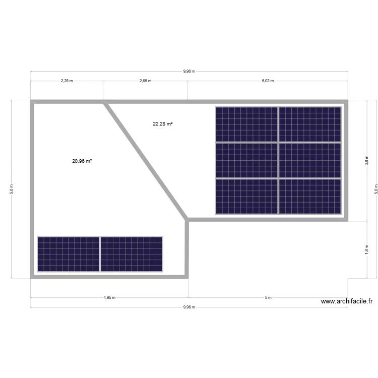 panneaux solaire. Plan de 2 Pièces et 43 m² panneaux solaire. Plan de 2 Pièces et 43 m²