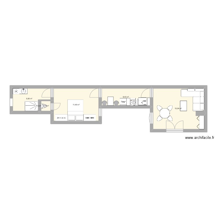 Marie et Louise new. Plan de 6 pièces et 40 m2