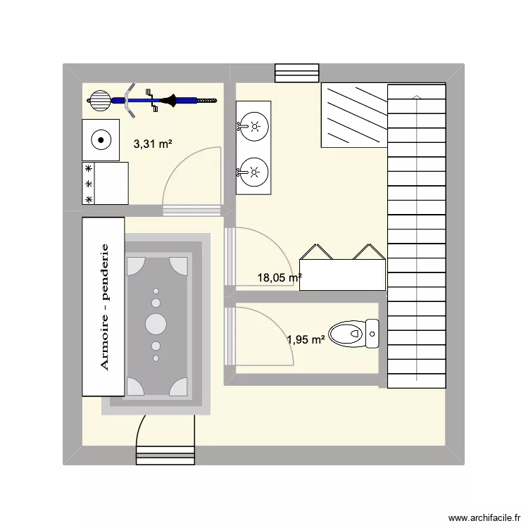 Vazeilles V2. Plan de 3  et 23 m²