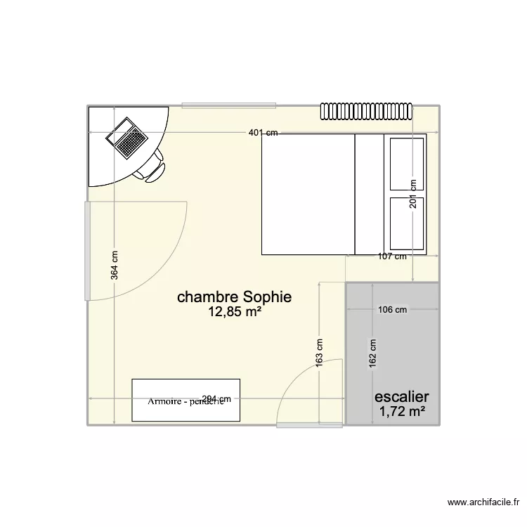 Chatte, chambre Sophie. Plan de 