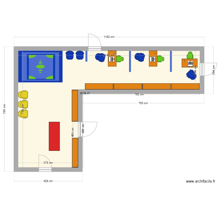 PETITE ENFANCE oct 2024. Plan de 1 pièce et 46 m2