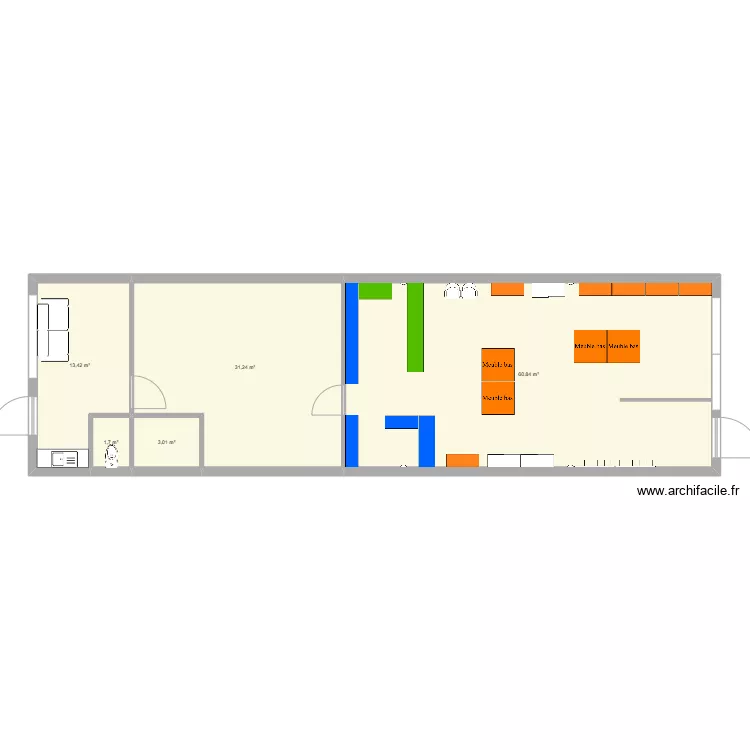 Boutique Poitiers projection. Plan de 