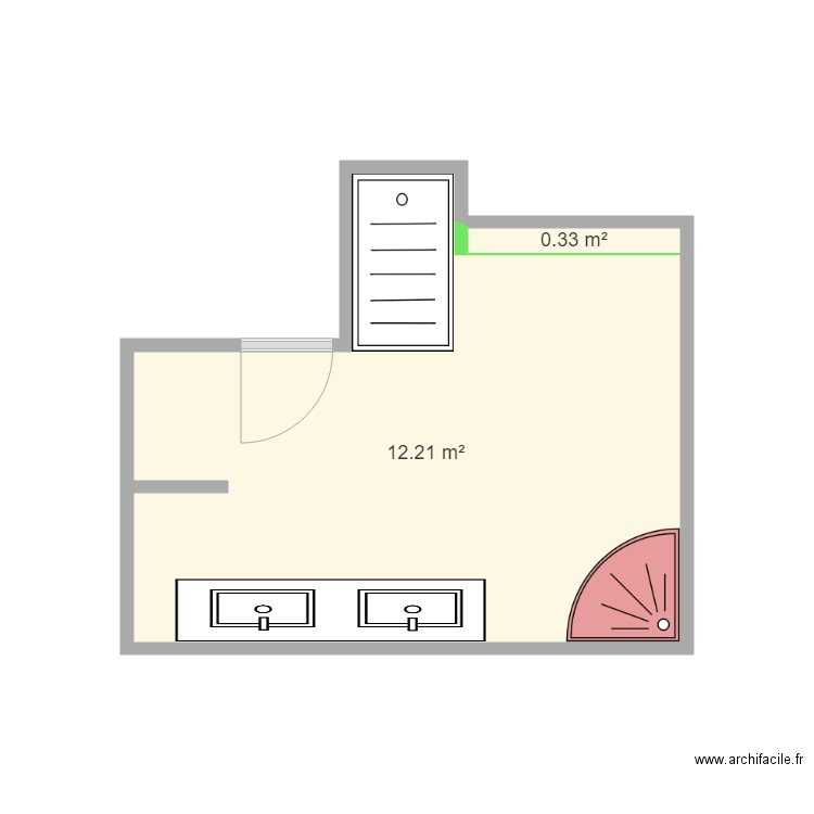 GUILLAUME (étage) RENOVATION. Plan de 2 pièces et 13 m2