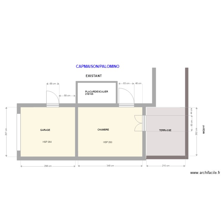 PALOMINO. Plan de 4 pièces et 25 m2