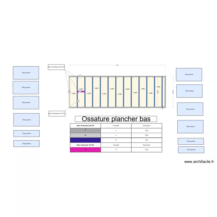Cottage La bohème 7,50. Plan de Cottage La bohème 7,50. Plan de