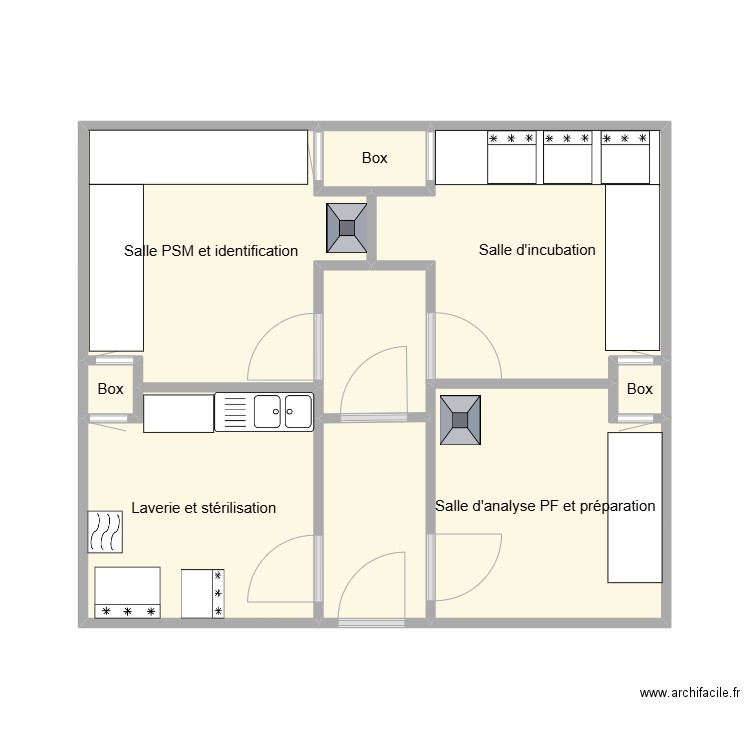 labo 2. Plan de 9 pièces et 38 m2