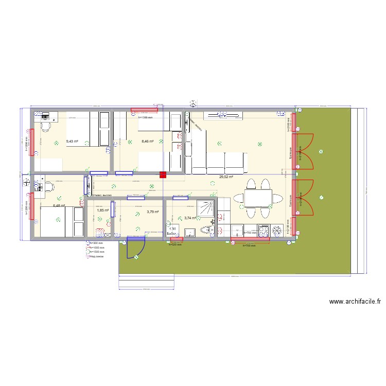 Быково осн эл. Plan de 8 pièces et 91 m2