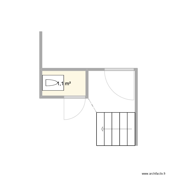 wc jed yard. Plan de 1 pièce et 1 m2