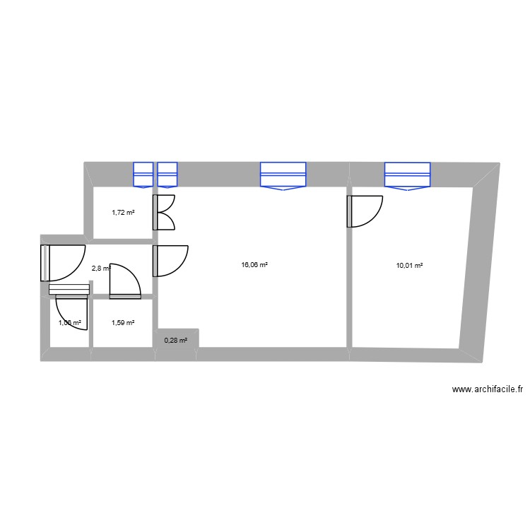 F.GEVAUDAND Taitbout 4D. Plan de 7 pièces et 34 m2