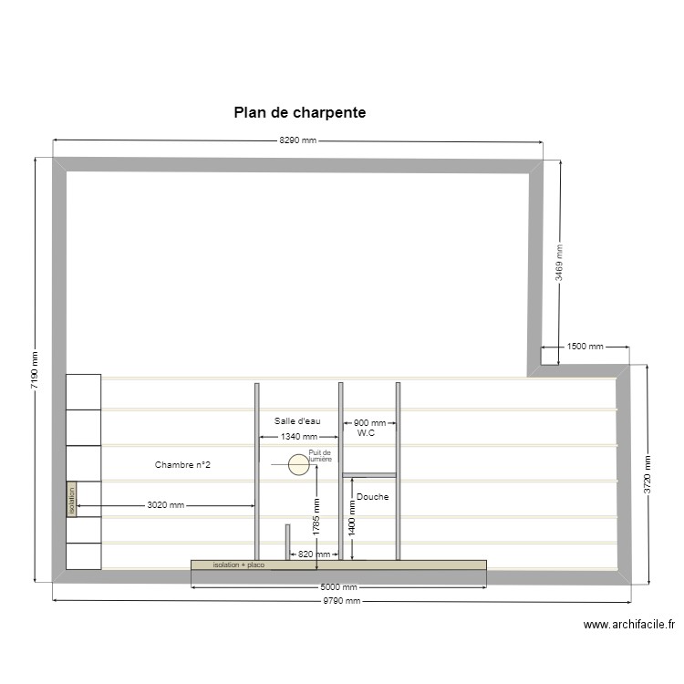 Plan de la charpente. Plan de 0 pièce et 0 m2