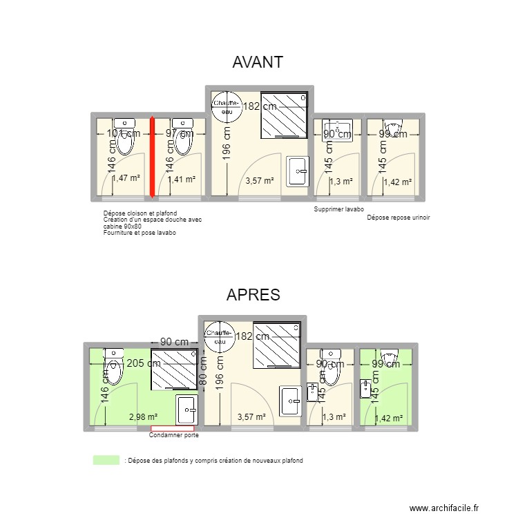 AYALA - Sanitaire. Plan de 9 pièces et 18 m2