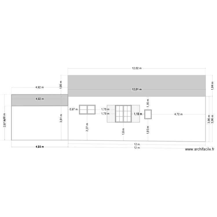 Coté nord avec garage. Plan de 3 pièces et 73 m2