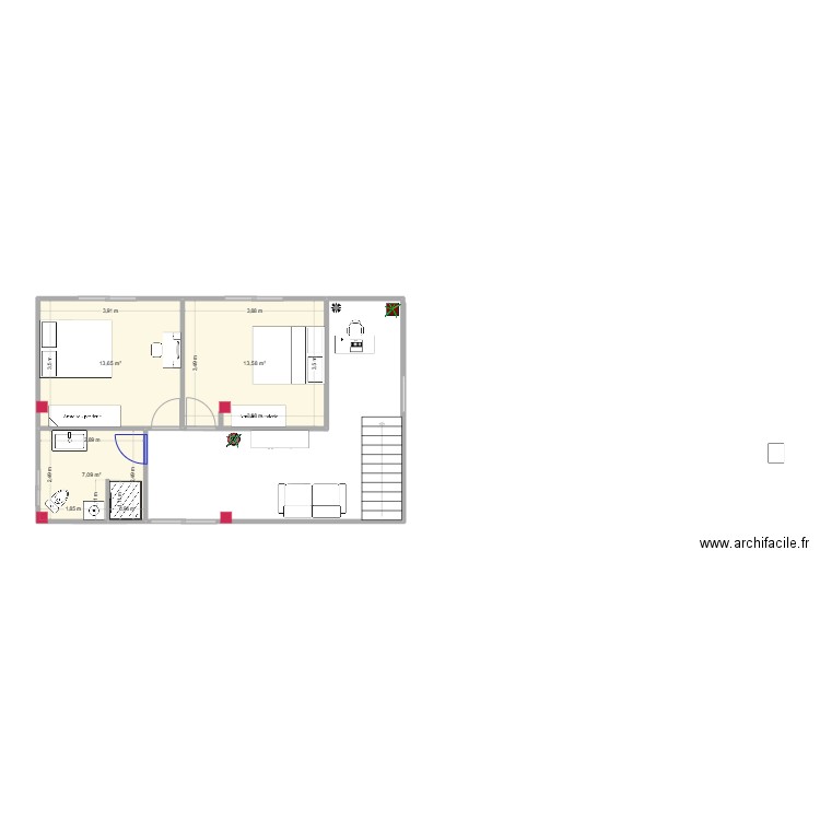 plan champaa toiture. Plan de 3 pièces et 34 m2