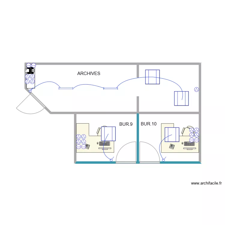 Renovation Bureaux AVOCATS. Plan de 3  et 22 m²