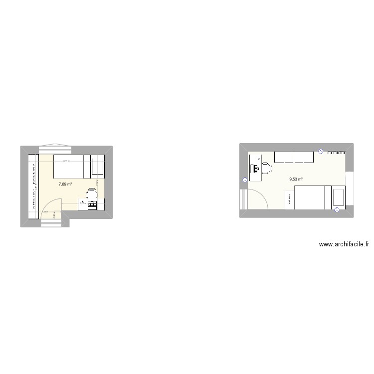 Projet. Plan de 2 pièces et 17 m2