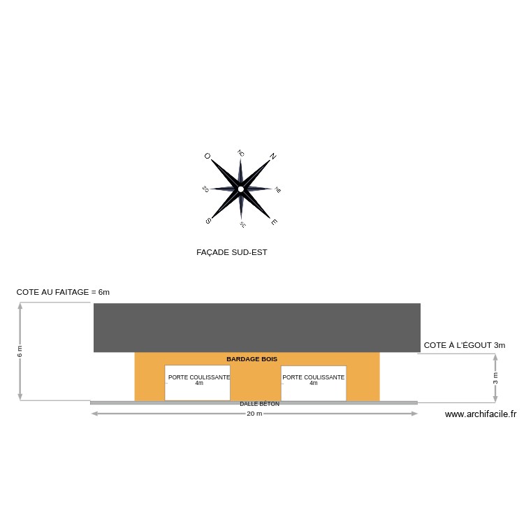 bartiment monopente FA&Ccedil;ADE SUD-EST. Plan de 0 pièce et 0 m2