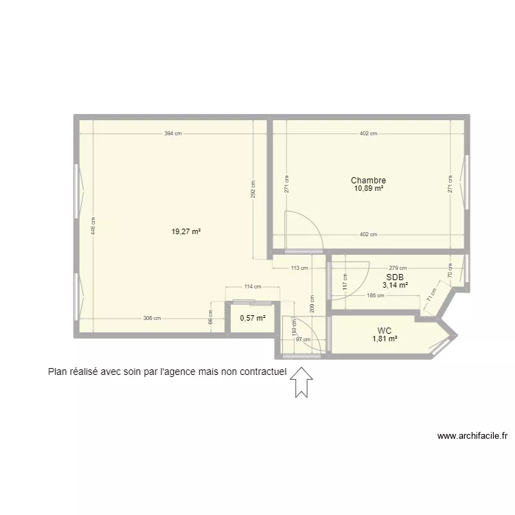 Charolais 2P modifi&eacute; s&eacute;jour ouvert. Plan de 