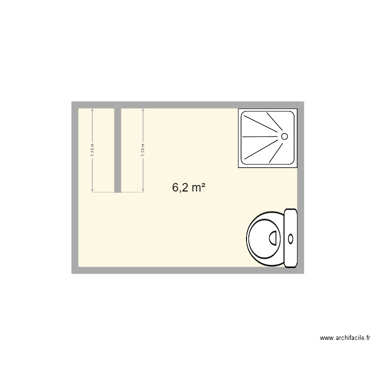 salledebain. Plan de 1 pièce et 6 m2