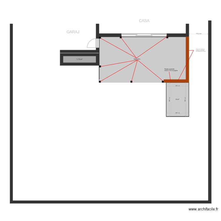 PLAN STALPI LEMN SI PERETI CARAMIDA. Plan de 3 pièces et 37 m2