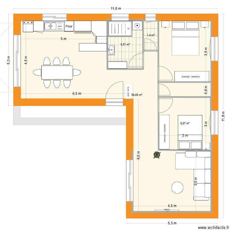 Plan de Masse 100m². Plan de 4 pièces et 95 m2