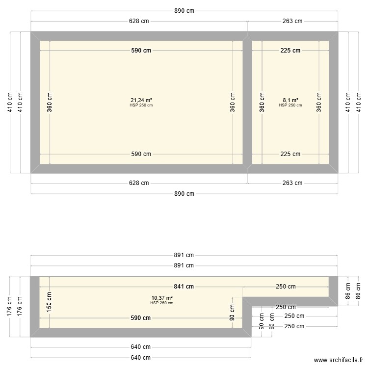 piscine. Plan de 3 pièces et 40 m2