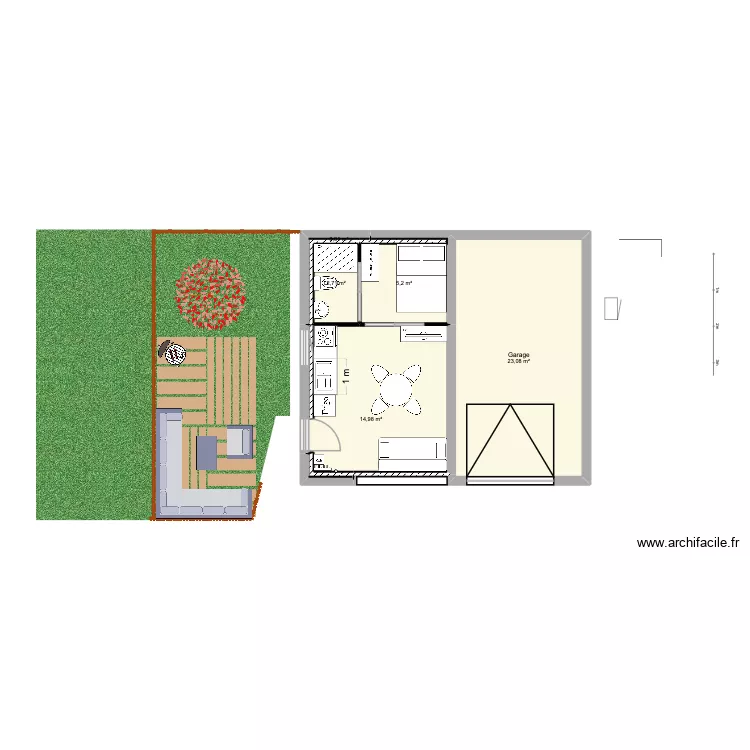 STUDIO. Plan de 5  et 46 m²