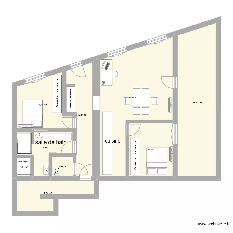 yumie projet1. Plan de 9  et 108 m²