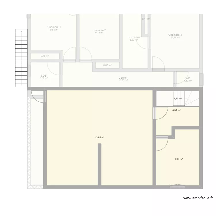 plan besson gosier - existant. Plan de 17  et 186 m²