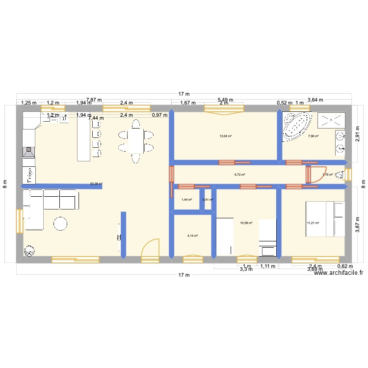 Maison virginie 1. Plan de 10 pièces et 111 m2