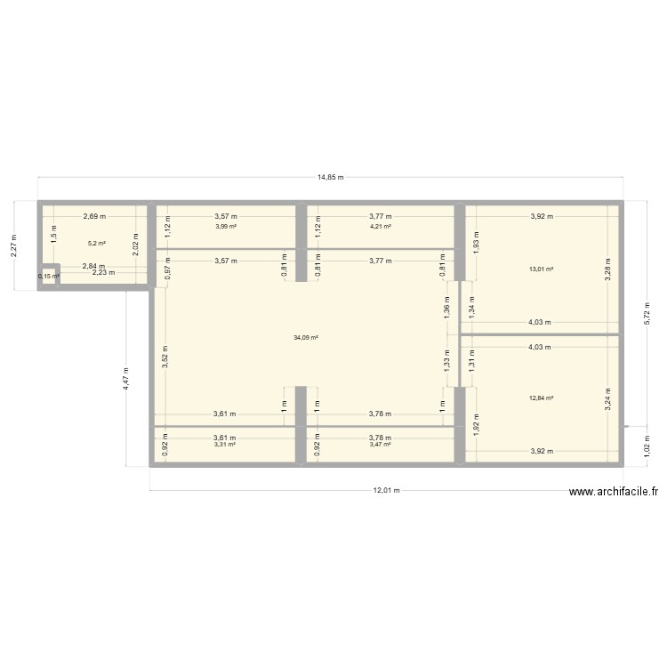 combles TER V. Plan de 9 pièces et 80 m2