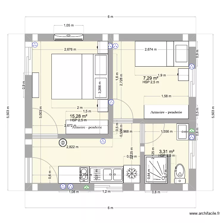 MACANETA CASA SERVICO. Plan de 3 et 26 m² MACANETA CASA SERVICO. Plan de 3 et 26 m²