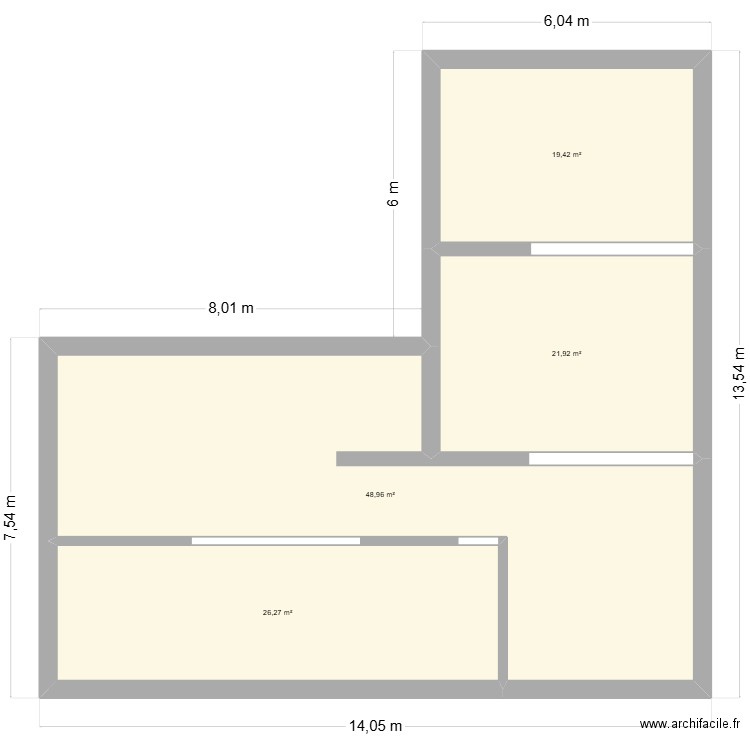 sous sol JEAN LOUIS. Plan de 4 pièces et 117 m2