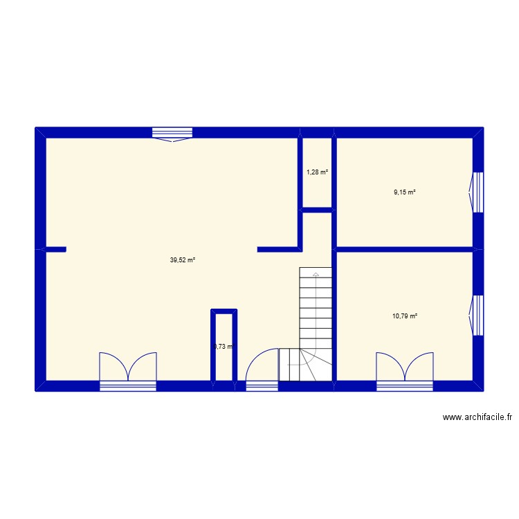 achat. Plan de 5 pièces et 61 m2