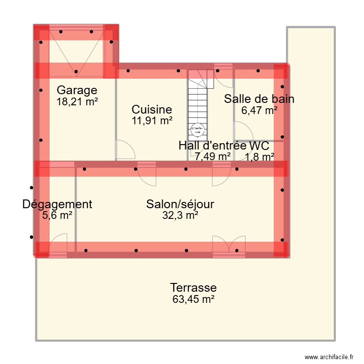 Dossier Catez. Plan de 8 pièces et 147 m2