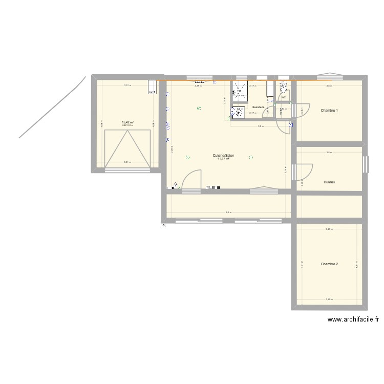 Maison Biyi ok. Plan de 8 pièces et 102 m2