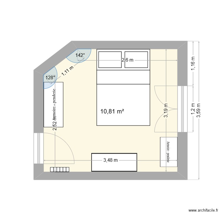 Chambre Fayolle. Plan de 0 pièce et 0 m2