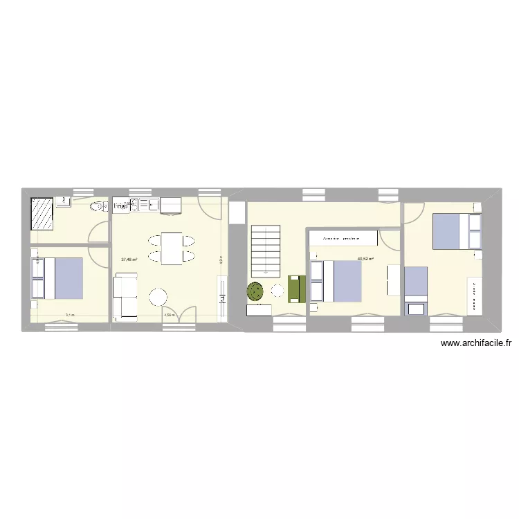 Etage Bleymard V2. Plan de 2  et 78 m²