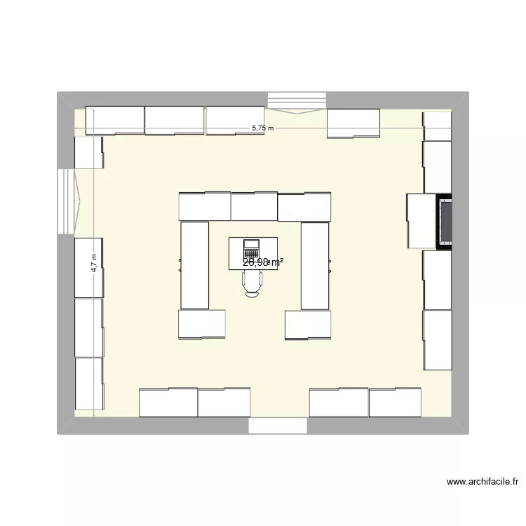 expo bureau. Plan de 1  et 27 m²