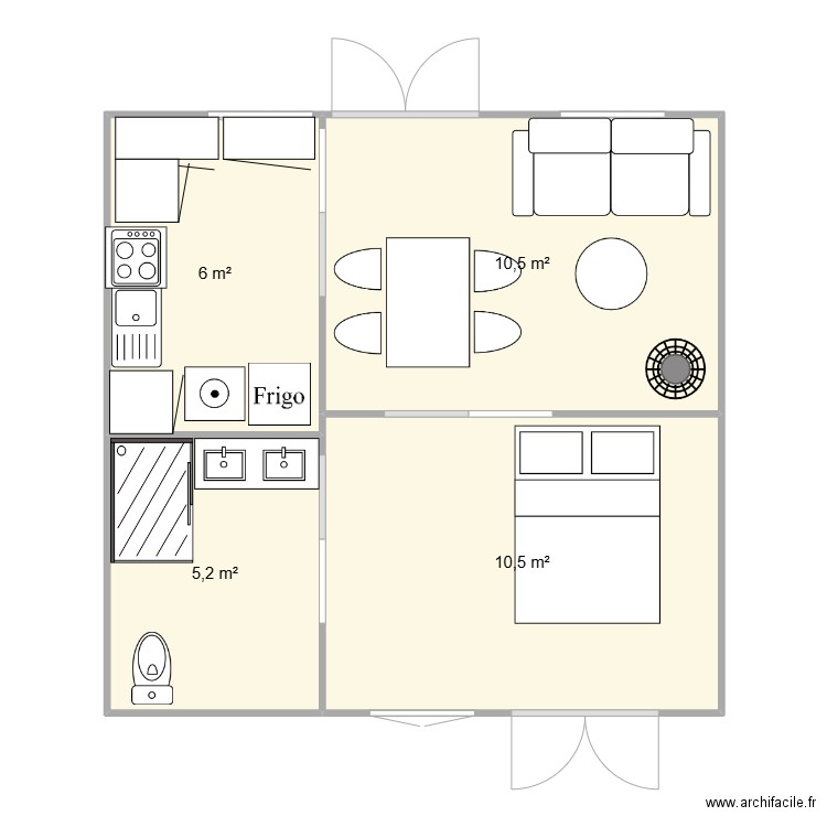 Plan chalet. Plan de 4 pièces et 32 m2